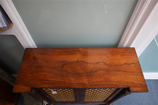A small Regency rosewood dwarf bookcase W.84cm